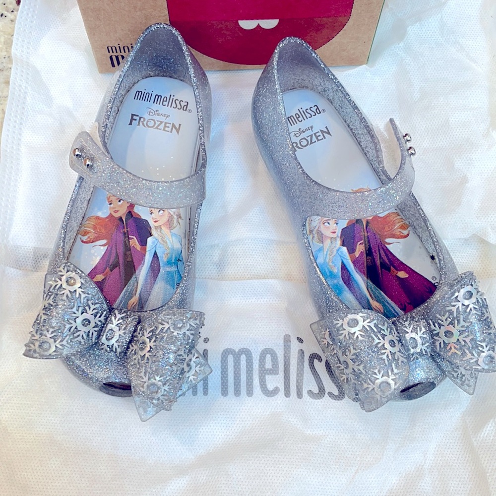 Mini Melissa + Frozen Ultragirl Blue Glitter Maryjane Girls Shoes Size 9
